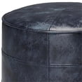 thumbnail image 3 of Connor Pouf Rond Bohème en Cuir Véritable Bleu Marine Vieilli, 3 of 5