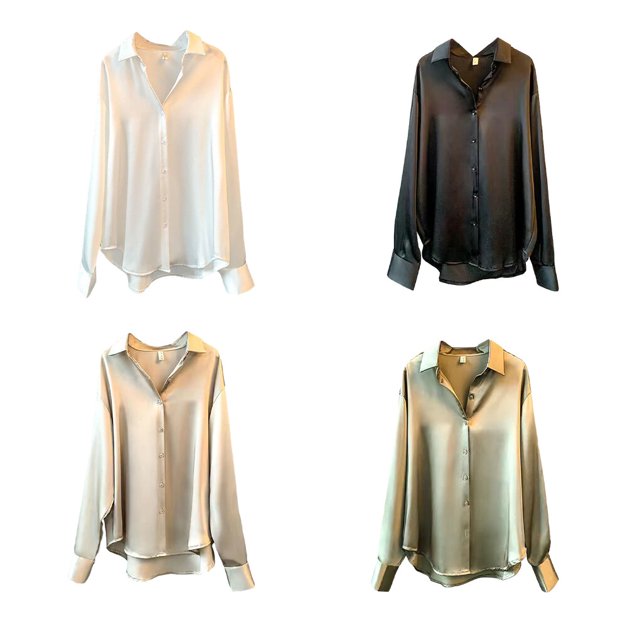 Chemise Boutonnée Style Décontracté pour Femmes Voyage Randonnée Travail Réunion Réunion de Travail Polyester Blouse à Revers Manches Longues Vêtements Vêtements Vert TG