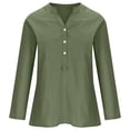 thumbnail image 4 of Pisexur Hauts pour Femmes en Coton Grande Taille Unis T-Shirts Surdimensionnés Amples T-Shirts Manches Mi-Longues Col en V Tunique à Blocs de Couleur, 4 of 6