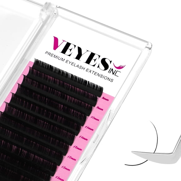 VEYES INC Classic Volume Lash Extensions 0.03-0.20 C/CC/D/DD Curl 8-20mm Mixed & Single Length Tray, Matte Black, Professional Supplies for Lash Techs (0.07 CC 15mm)