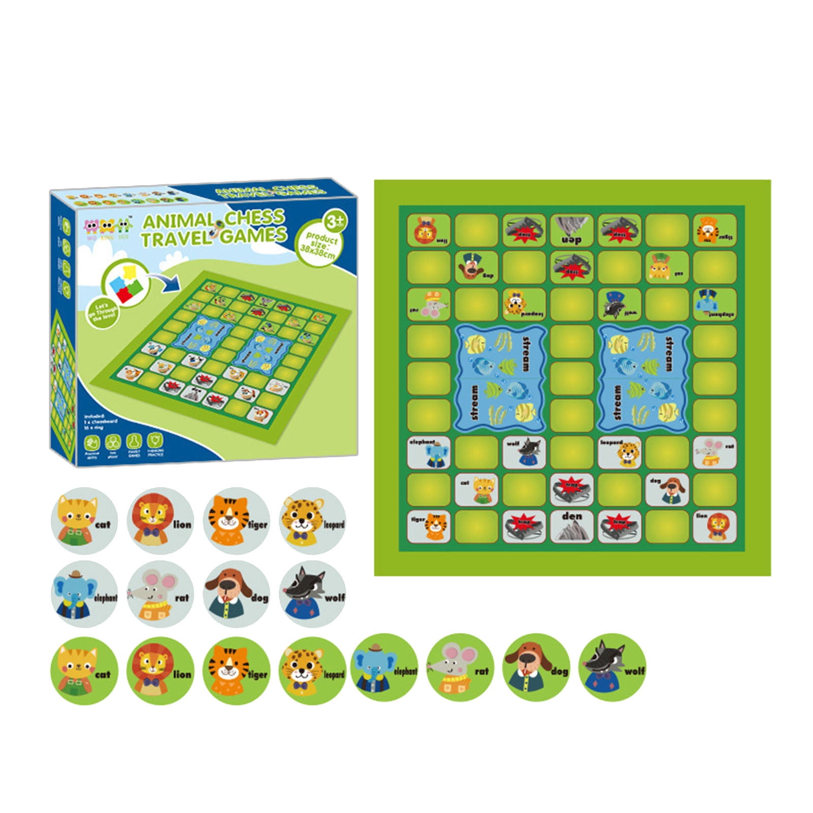 Riforla Exciting Animal Board Game for Family Interactive Strategy Game for All Ages Play Experience to Enhance Creativity and Teamwork Durable Construction Chess & Card Game Toys Green