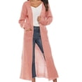 thumbnail image 1 of Yuyuzo Womens Maxi Cardigans Long Sleeve Open Front Ribble Knit Solid Color Sweater Outwear Coat Cardigan, 1 of 5