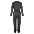 thumbnail image 4 of Mrat Two Piece Workout Sets for Women 2 Piece Jogging Sets Solid Polyester Long Sleeve Sweatsuits Sets Two Piece Track Suits Drawstring High Waist Pants Set Comfy Outfits B-Dark Gray 5XL, 4 of 4