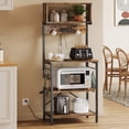 thumbnail image 3 of Bestier Baker’s Rack with Power Outlets, 5-Tier Kitchen Shelves with 8 Hooks, Height Adjustable Microwave Stand, 16.54 x 23.62 x 60.16", Rustic Brown, 3 of 8