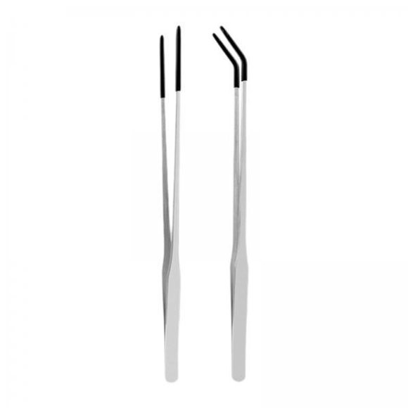 hengtong 3x2 Pieces Aquarium Tweezers 10.63inch for Bearded Dragon Aquatic Plants Gecko black argent 3 Pcs