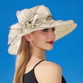 thumbnail image 2 of Women's Solid Color Big Flower Shade English Lady Elegant Temperament Sun Hat, 2 of 4