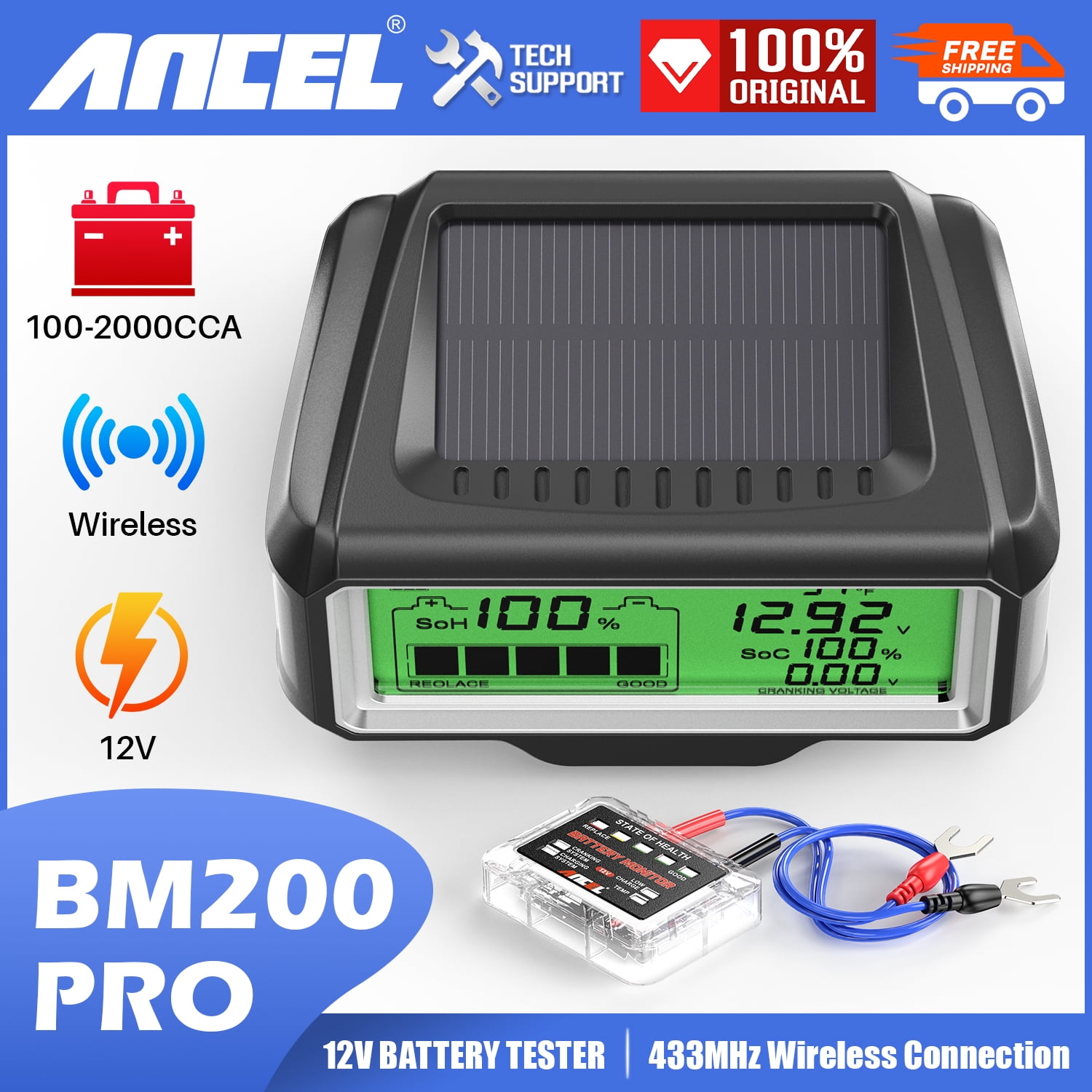 ANCEL BM200 PRO Battery Detect Monitor Tool 12V Car Battery Tester