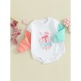 thumbnail image 3 of Honganda Barboteuse de Bébé de Pâques Contraste Couleur Manches Longues Broderie Lettre Combinaison, 3 of 9