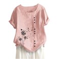 thumbnail image 2 of Babysbule Hauts pour Femmes Liquidation Mode Femmes Été Ample Imprimé T-Shirt à Col Rond Manches Courtes Blouse Décontractée Hauts, 2 of 3