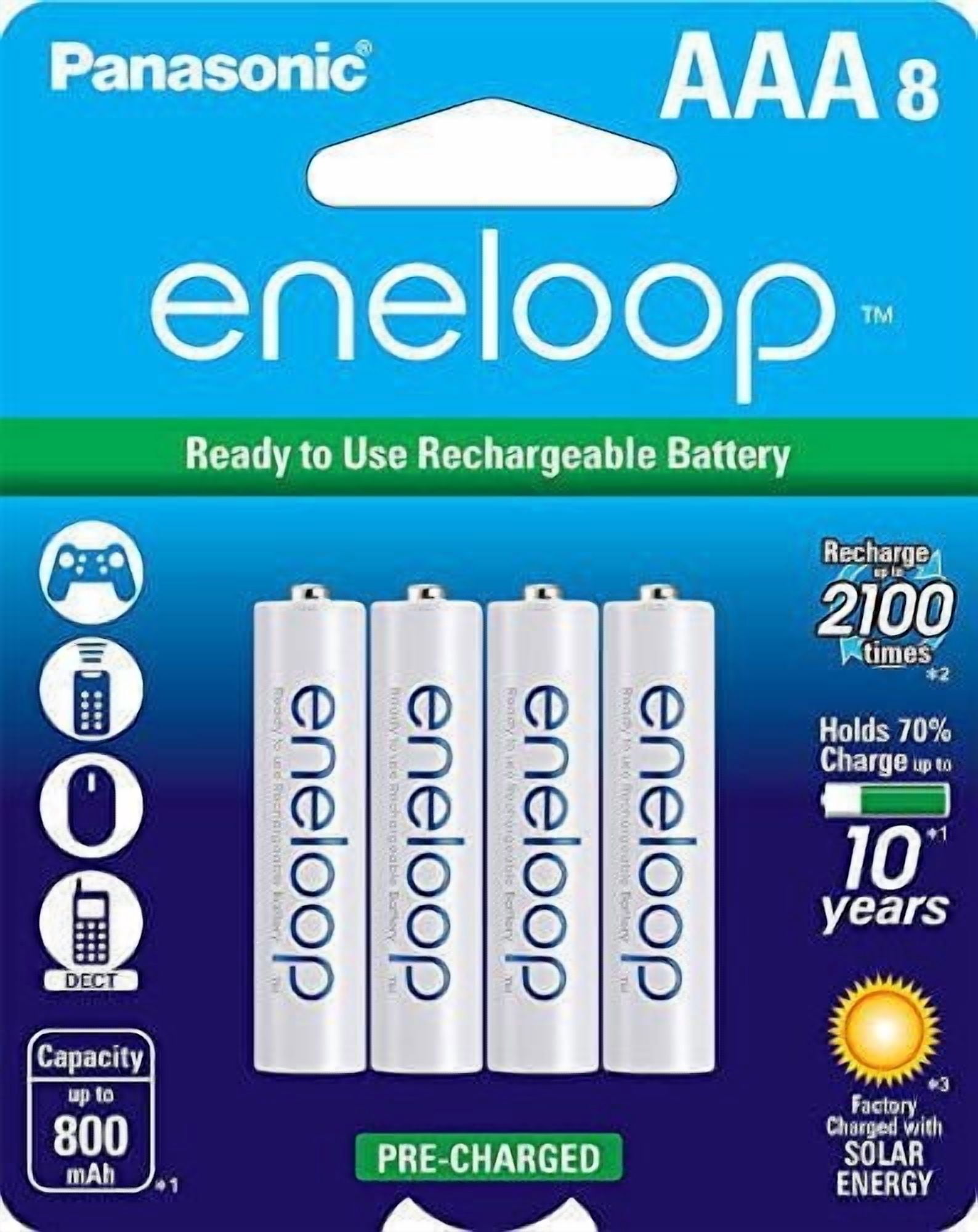 Piles rechargeables AAA Ni-MH préchargées eneloop de Panasonic, paq. de 8