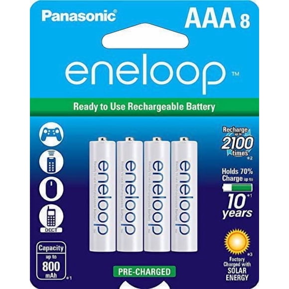 Piles rechargeables AAA Ni-MH préchargées eneloop de Panasonic, paq. de 8