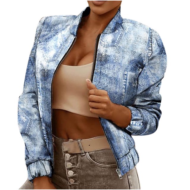 Pompotops Femmes Automne et Hiver Imprimé à Manches Longues Costume Cardigan Coat Tops