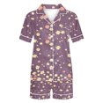 thumbnail image 3 of Jamicy Pyjama d'Halloween pour Femmes, Mode Décontractée, Imprimé, Haut à Manches Courtes avec Col à Revers et Short, Ample et Confortable, Ensemble de Pyjama pour la Maison, 3 of 4