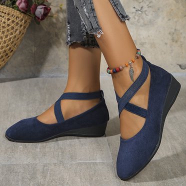 Willtoo Womens Dress Shoes,Women's Comfortable Fashion Elastic Ankle Straps Flats Shoes