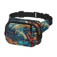 thumbnail image 2 of Kdxio Sac Banane à Double Couche Imprimé Aigle Vitrail USA, Ceinture Réglable, Sac de Sécurité Mains Libres pour Voyage Randonnée Course Sergé, 2 of 9