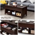 thumbnail image 3 of Topbuy Lift Top Coffee Table with Lower Shelf and Hidden Storage Indoor Furniture Brown, 3 of 7