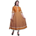 thumbnail image 1 of Bimba Kurtis Indiennes Artistiques White Sun pour Femmes Longues Évasées Décontractées Anarkali Robes Kurti Ethniques-TP, 1 of 5