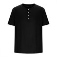thumbnail image 4 of Shirts for Men, Mens Solid Color Fallow Button Round Neck Sports Short Sleeve Shirt, 4 of 6