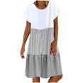 thumbnail image 1 of CHUANK Robes en Lin pour Femmes Été Grande Taille Manches Courtes Col en V Longueur Genou Robe Ample Décontractée Confortable Robe de Plage Soldes de Liquidation 2024, 1 of 7