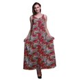 thumbnail image 1 of Bimba Robe Longue Maxi à Imprimé Floral en Rayonne pour Femmes, Bretelles Spaghetti Ajustables, Style Bohème - Grand, 1 of 4