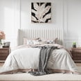 thumbnail image 2 of Amolife Full Size Velvet Upholstered Bed with Wingback Headboard, Off-white, 2 of 9