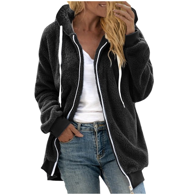 Birdeem Mode Chandail à Fermeture Éclair à Col en V pour Femmes, Manches Longues, à Capuche, Blouse, Chandail