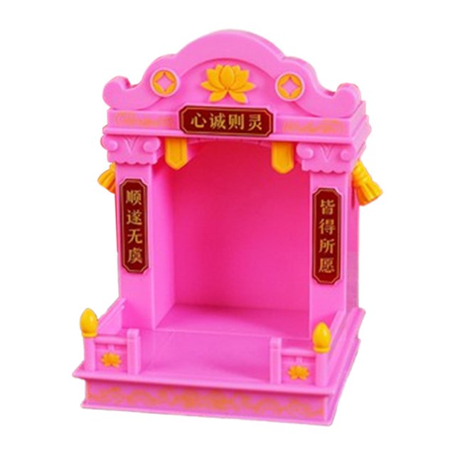veasfak Buddha Shelf Statue Stand Chinese Decor Multifunctional Pooja Table Figurine Pink