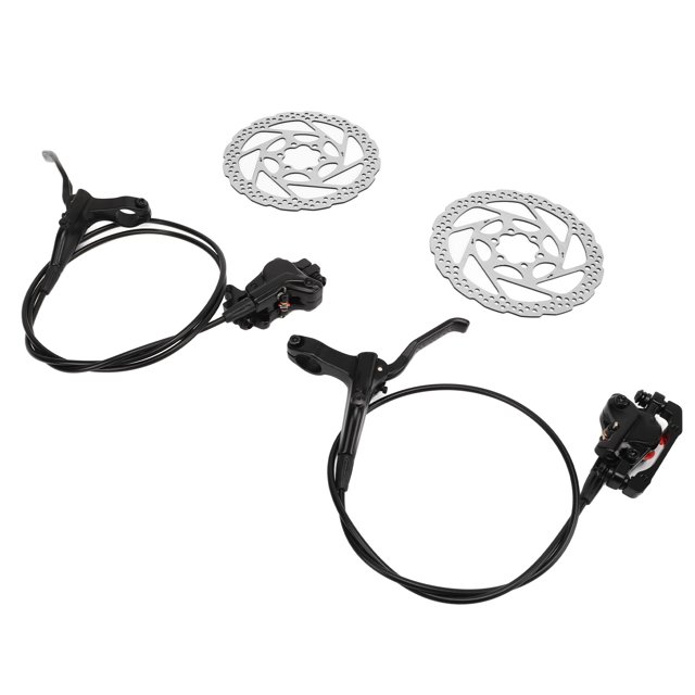 Mountain Bike Hydraulic Disc Brake Set, Aluminum Alloy 2 Piston Hydraulic Disc Brake 1Pair with Disc for Outdoor Riding