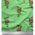 thumbnail image 1 of Soimoi Poly Georgette Fabric Leaves & Floral Block Print Fabric by The Yard 42 Inch Wide, 1 of 3