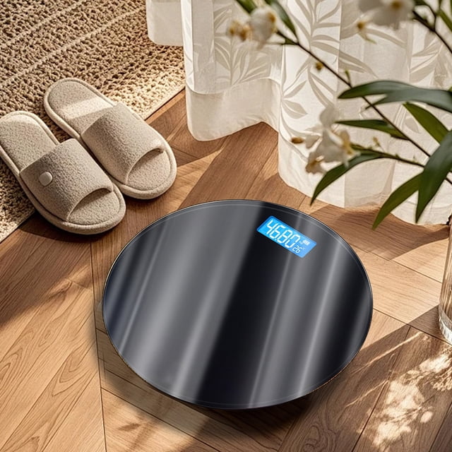 Glass Body Bathroom Scale | Digital Weight Scale with Temperature Measurement & USB Charging | Supports up to 180kg/400lb for Home Use | Accurate Body Weight & Room Temp Monitor