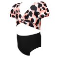 thumbnail image 3 of Girls Swimsuits Set Nylon Puff Sleeve Leopard Print Bathing Suit Kids Swimwear, 3 of 10
