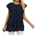 thumbnail image 1 of Timegard Hauts pour Femmes Manches Courtes en Chiffon Blouse Ample Légère Col Rond Été Plage Vacances Hauts, 1 of 5