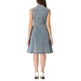 thumbnail image 3 of INSPIRE CHIC Robe Midi en Denim pour Femme Décontractée Sans Manches Robe en Jean Usée m Bleu Poussiéreux, 3 of 5