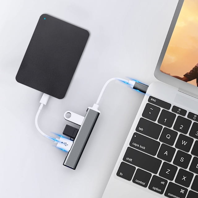 Chmadoxn Mini USB Hub Extensions, 4 Port USB , USB Adapter Station, Slim Portable Data Hub, USB Splitter Aluminum Expansion dock