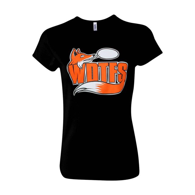 T-Shirt Noir à Manches Courtes pour Femmes WDTFS (Que Dit le Renard) - Grand