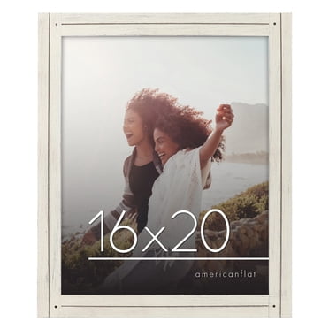 Americanflat 16x20 Picture Frame with Polished Plexiglass - Hampton Collection - Distressed Wood Gallery Picture Frames for Wall Display - Aspen White