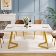 thumbnail image 4 of Tribesigns Modern Dining Table, 55 inches Dinner Table for 4 People, White Faux Marble Small Kitchen Table with Gold Metal Legs, 4 of 6