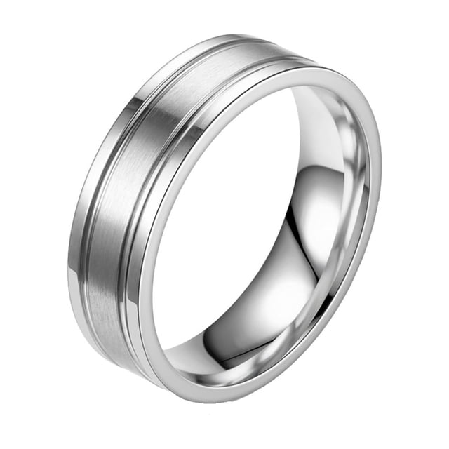 Frosted Surface Anti-Scratch Not Fading Stainless Steel Couple Titanium Steel Ring