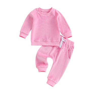 Honganda 1-4T Bambin Garçons Filles Tombent Tenues Manches Longues Velours Sweatshirts Pantalons Longs 2Pcs Vêtements Ensemble