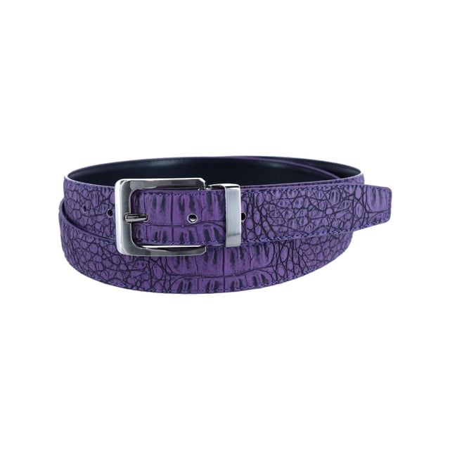 CTM® Leather Matte Reversible Croc Print Clamp on Buckle Belt
