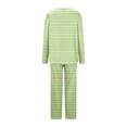 thumbnail image 5 of Timegard Pajamas Sets for Women 2 Piece Stripted Long Sleeve V Neck Ruched Top and Pants Fall Pjs Outfits, 5 of 5