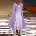 thumbnail image 2 of ORUYROP Robe en Chiffon pour Femmes Manches 3/4 Invité de Mariage Élégante Robe Fluide Longueur Genou Ensemble Deux Pièces Robe Formelle Vintage, 2 of 6