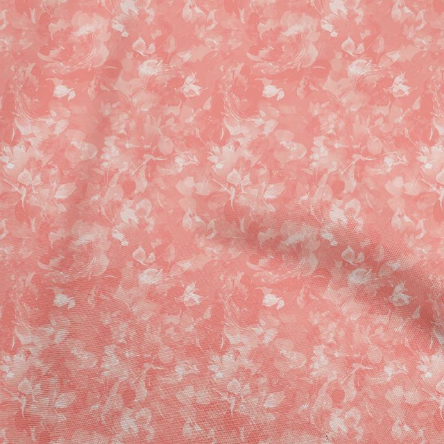 oneOone Cotton Poplin Twill Peach Fabric Abstract Floral Craft Projects Decor Fabric Printed By The Yard 56 Inch Wide