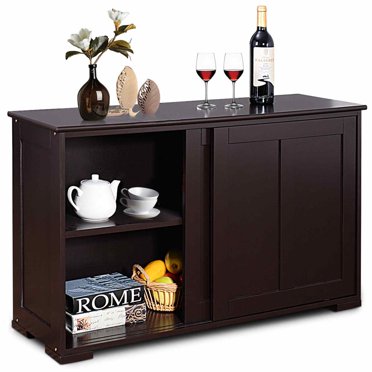 Costway Armoire de Rangement de Cuisine Bahut Buffet Placard en Bois à Porte Coulissante Garde-Manger