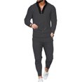 thumbnail image 1 of Innerwin Base Layer Suit Elastic Waist Men Tracksuit Sports Stretchy Active Compression Shirt And Pant Set Dark Gray S, 1 of 2
