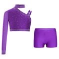 thumbnail image 2 of Manyakai Gymnastic Dance Outfits for Girls Latin Jazz Dance Performance Costumes Athletic Sports Workout Purple 16, 2 of 7