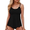 thumbnail image 1 of DGMIOCS Women's Tankini with Shorts Full Coverage Top with Boy Short Bottom Black S, 1 of 5