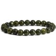 thumbnail image 1 of Angelstones Bracelet Extensible Unisexe en Perles Rondes de 8 mm en Néphrite Vert Foncé Naturel, 1 of 2