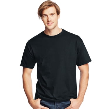 Hanes Mens ComfortSoft 4-Pack Crewneck T-Shirts, S, Black