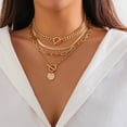 thumbnail image 3 of Layered Gold Necklaces Women Stackable Jewelry Teen Girls Hop Hottie Pendant Set Fashionable Chain Designs, 3 of 7